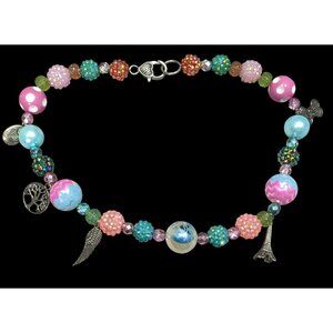 Candycore Bubblegum Rainbow Necklace With Charms